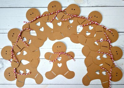 10 Gingerbread Boy Die Cuts, Cutouts for Holiday Banners, Bulletin Boards, Confetti, Card Making, Scrapbooking, Craft Projects, Set of 10 - image2